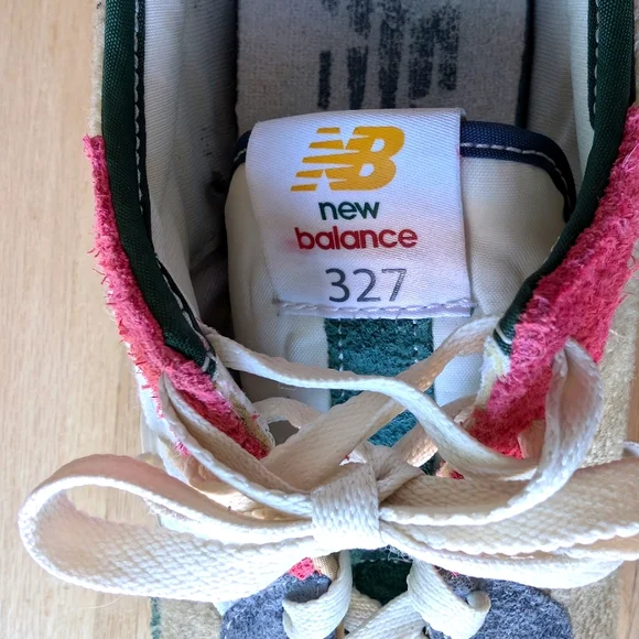 New Balance 327 Men's Night Watch Green and Pink Suede Sneakers (Size 8.5) - Picture 9 of 14